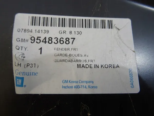 Vänster framskärm Chevrolet Aveo T300 2011- 95483687 LLU image 8