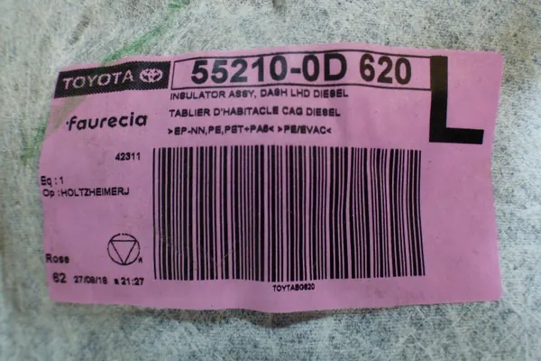 Isolation cloison OEM 55210-0D620 pour Toyota Yaris image 3