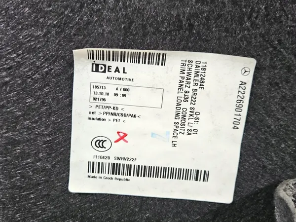 Garniture Coffre Gauche Mercedes OEM A2226901704 image 3