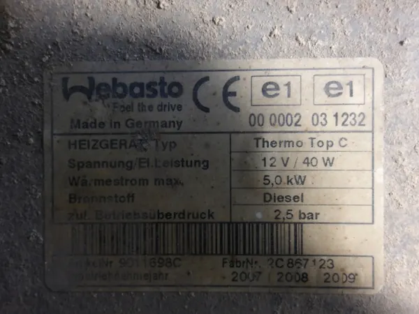 Aquecedor de estacionamento OEM 000002031232 Peugeot Boxer image 5