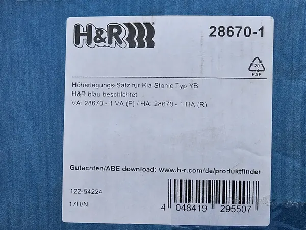 Molas Redutoras H&R KIA STONIC YB 28670-1 VA / 28670-1 HA image 8