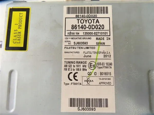 Radio CD Navi Toyota Yaris 2011-2014 OEM 86140-0D020 image 5
