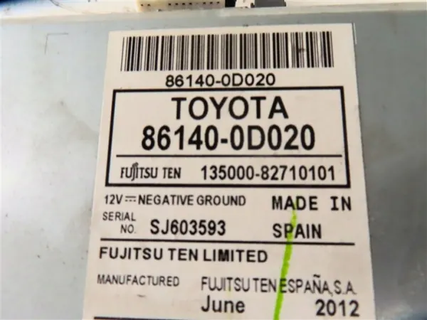 Radio CD Navi Toyota Yaris 2011-2014 OEM 86140-0D020 image 6