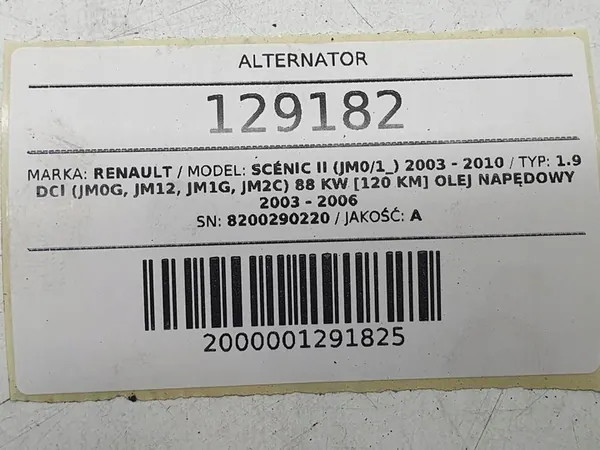 Vesigeneraattori Renault Scenic II 1.9 DCI 8200290220 image 7