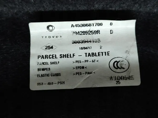 Étagère de coffre arrière OEM A4538681700 Smart 453 image 5