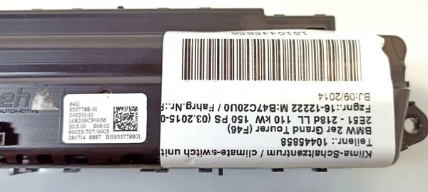 Klimaatregelpaneel BMW 2 F45 OEM 9357788 image 3