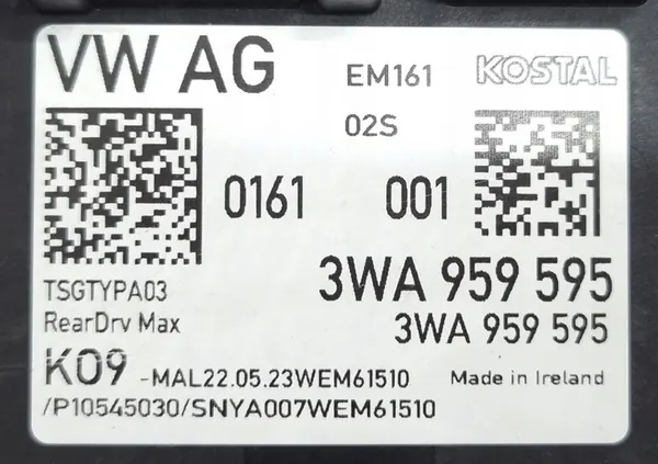Módulo de puerta trasera Audi VW 3WA959595 image 6
