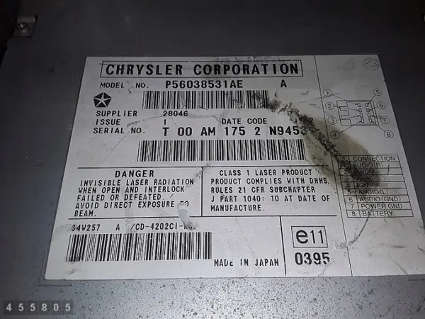 Changer CD Chrysler d'occasion OEM p56038531ae image 3