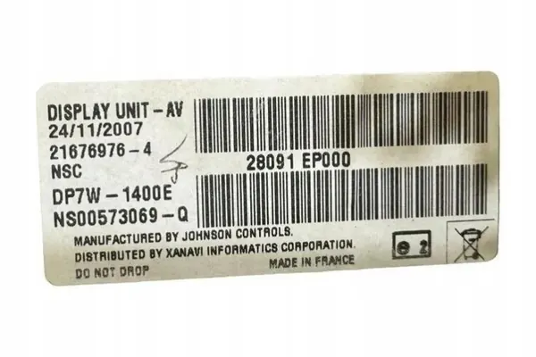 Écran de navigation Nissan OE DP7W1400E pour Qashqai II image 6