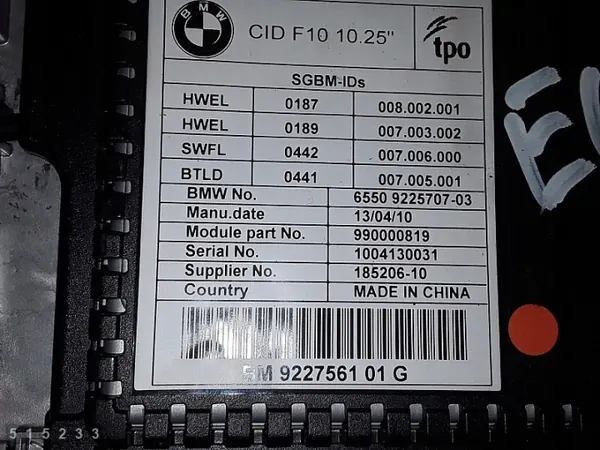 BMW Displayscherm OEM 922756101g - Gebruikt image 7