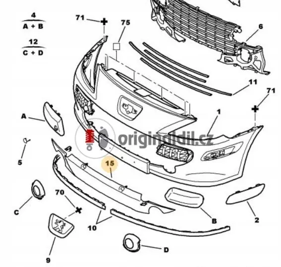 Peugeot 307 Frontstoßstangengitter OEM 7429G0 image 3