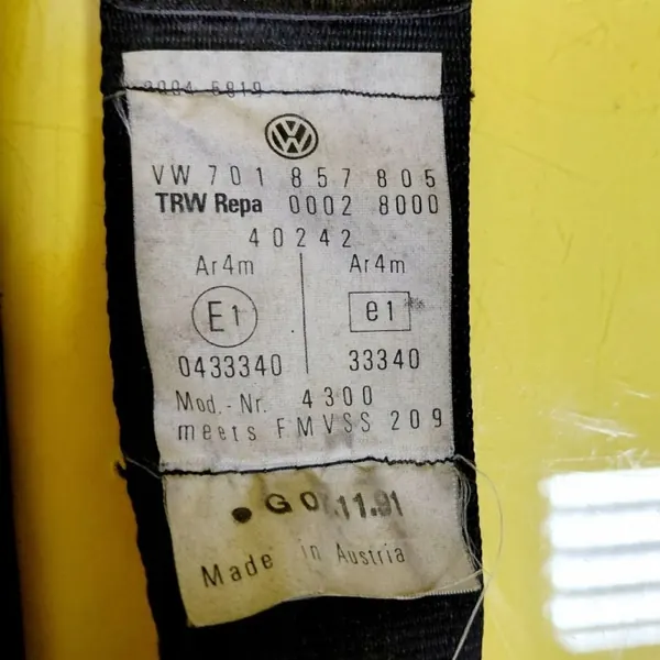 Ceinture de sécurité avant droit OEM DRC97447 VW Transporter image 4