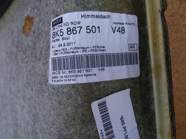 Techo Audi A4 B8 8K Sedan S-Line OEM 8K5867501 V48 image 5