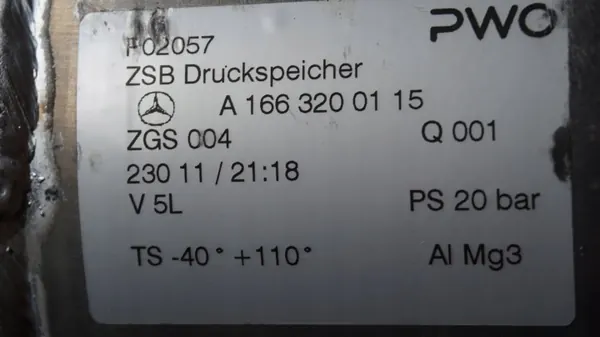 Réservoir de pression d'air Mercedes W166 OEM A1663200015 image 3