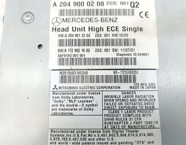 Mercedes C-luokka W204 tehdas-CD-radio OEM 306026999AR image 6