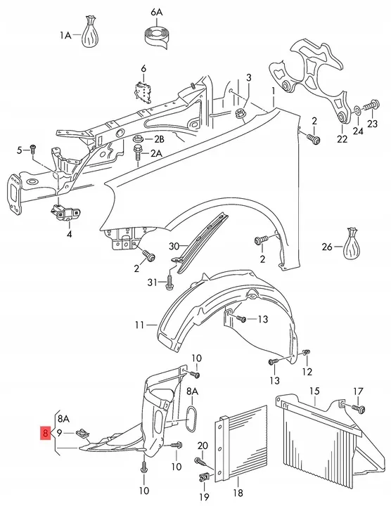 VW GOLF V JETTA Front Left Wheel Arch 1K0805911F 1K0805911G image 2
