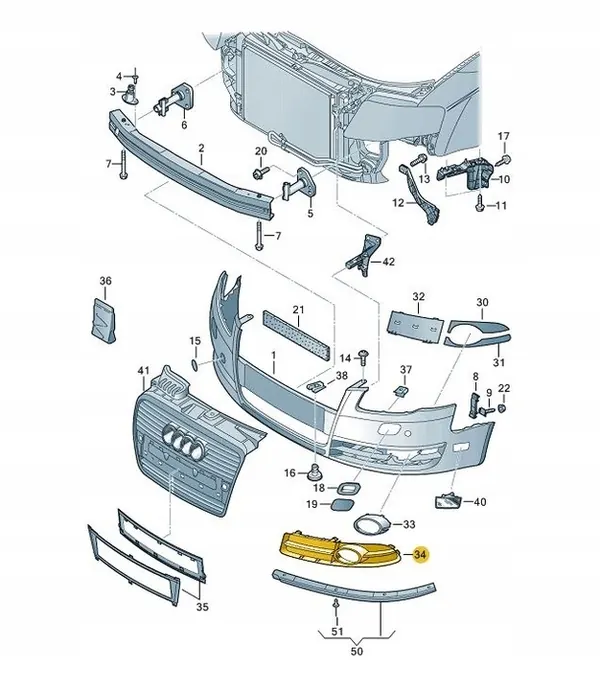 Audi OE 8E0807682G rejilla delantera, parachoques image 3