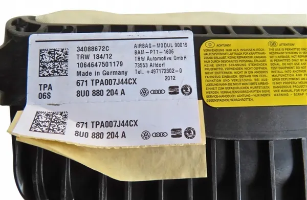 Airbag Passager Audi Q3 8U OEM 8U0880204A image 3