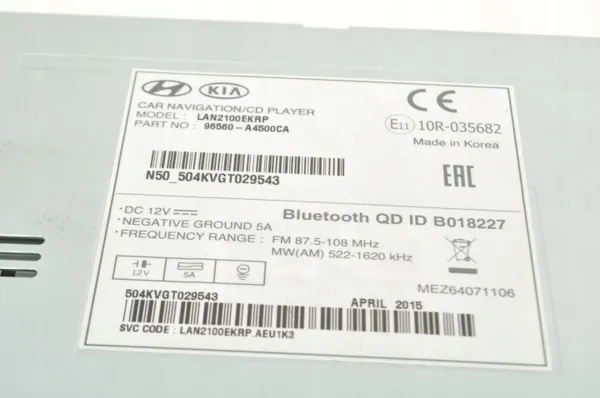 Radio Navigation Kia Carens IV OEM 96560-A4500CA image 9