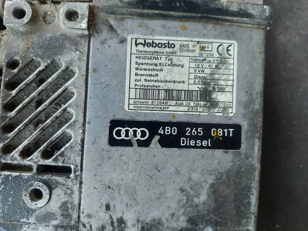 AUDI A6 C5 Webasto Thermo Top Z 4B0265081T image 4