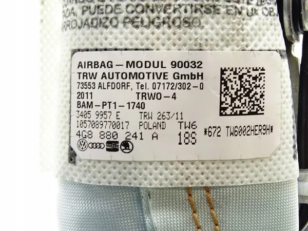 Airbag banco esquerdo OEM 4G8880241A para Audi A6 C7 image 5