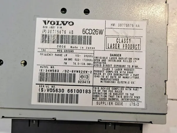 CD-Wechsler VOLVO XC90 I 2007 2.4L 136kw OEM 30775675AB image 6