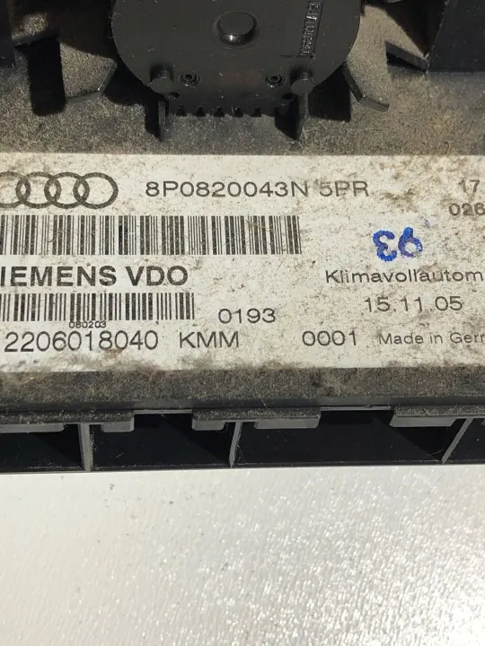 Audi A3 S3 8P airco paneel OEM 8P0820043N image 3