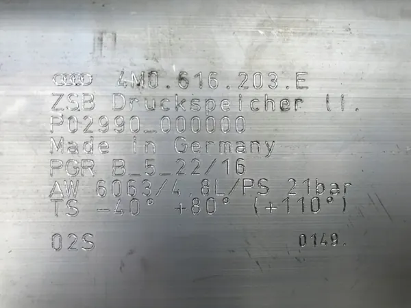 Depósito pressão Audi SQ7 OEM 4M0616203E - Usado image 3
