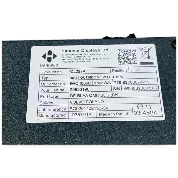 Placa de Destino VOLVO Ônibus Esquerda 20933196 image 5