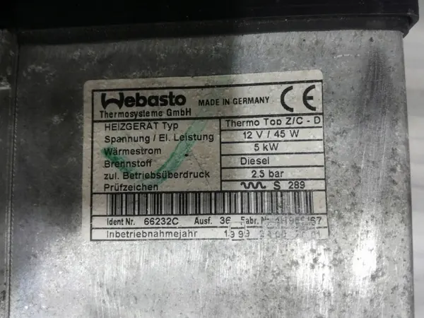 Webasto 92255B BMW 5 Touring E39 2.5L Diesel image 5