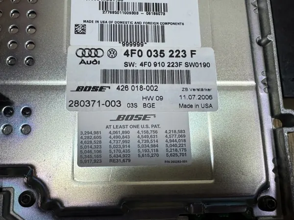 Amplificateur Bose OEM 4F0035223F pour Audi A6 C6 image 3