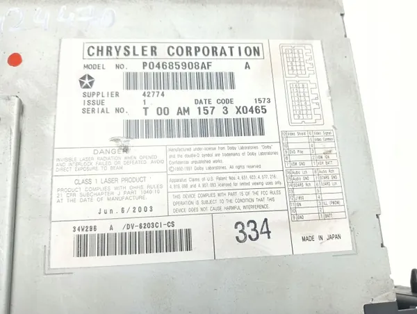 Gebrauchter CD-Wechsler OEM P04685908AF für Chrysler Pacifica image 5