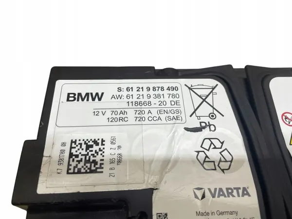 AGM-akku OEM 9878490 12V 70Ah BMW:lle image 4