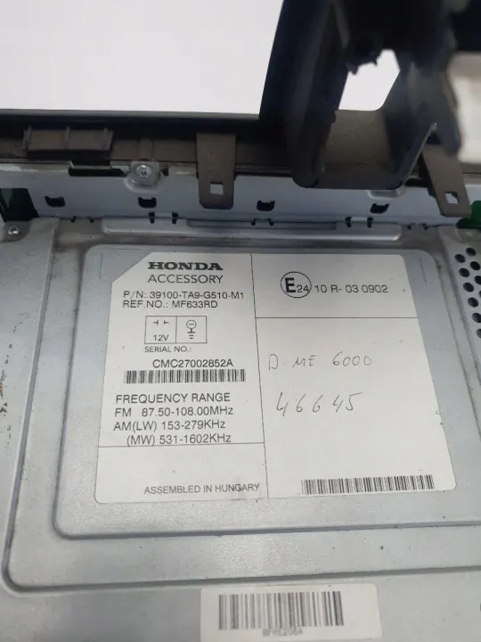 Radio-Panel Honda Civic IX 2012 OEM 39100TA9G510M1 image 5