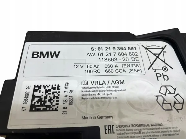 AGM-akku OEM 9364591 12V 60Ah BMW:lle image 4