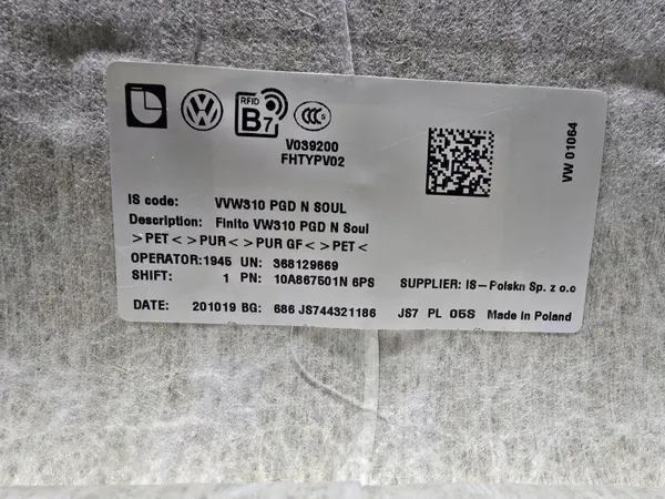 VW ID.3 2019- Musta Kattoverho OEM 10A867501N image 5