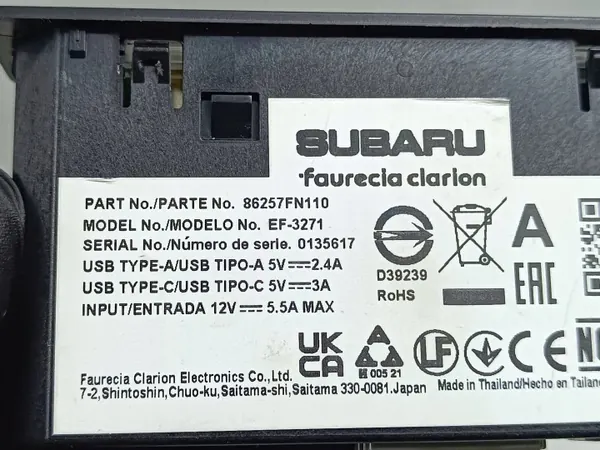 Tomada USB Subaru Forester OEM 86257FN110 - Usado image 5