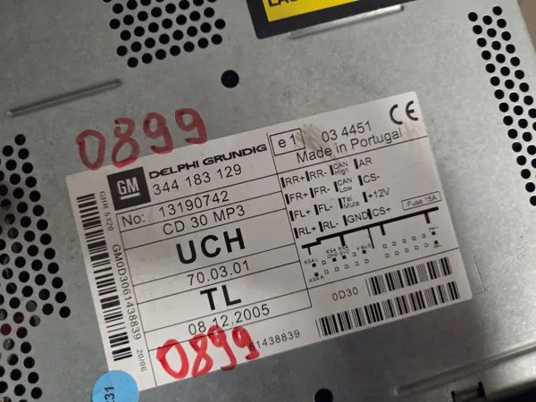Rádio Opel Astra H CD30 MP3 OEM 13190742 com PIN image 4