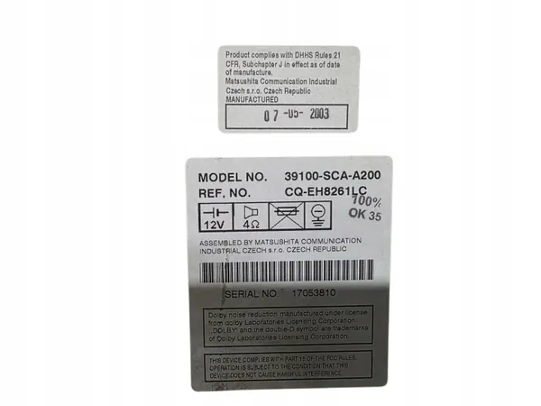 OEM 39100-SCA-A200 Tehdas-CD-radio Honda CR-V II:lle image 3
