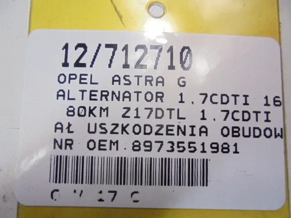 OPEL ASTRA G Generaattori image 10
