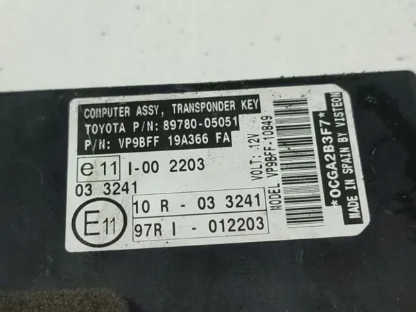 Ordinateur d'immobilisation OEM 8978005051 Toyota Avensis image 4