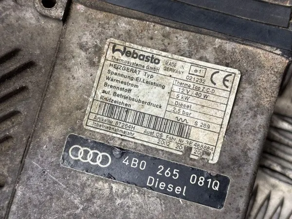 Webasto AUDI A6 Allroad 4B0265081Q 2.5L Diesel 2004 image 5