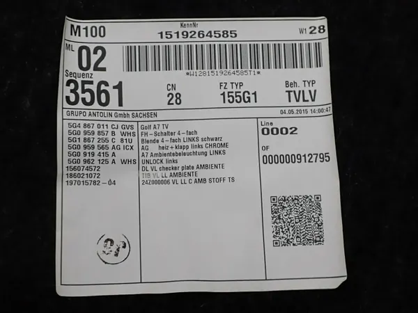 Painel Porta OEM 5G4867011 Esquerdo Dianteiro VW Golf VII image 4