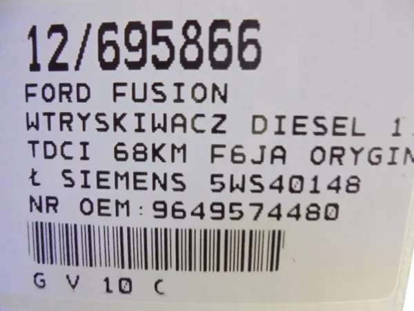 Inyector Diesel FORD FUSION 1.4 TDCI 68CV 9649574480 image 8