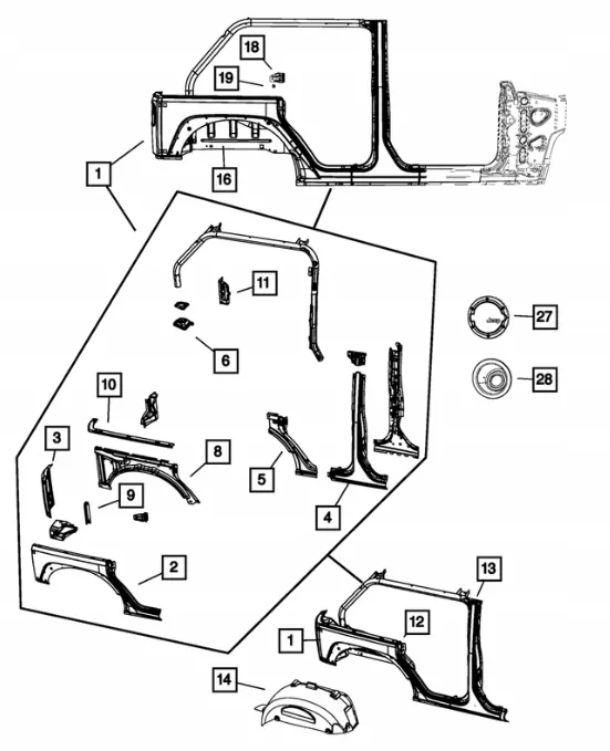 Rechter B-stijl afdichting OEM 55395708AE voor Jeep Wrangler JK image 4
