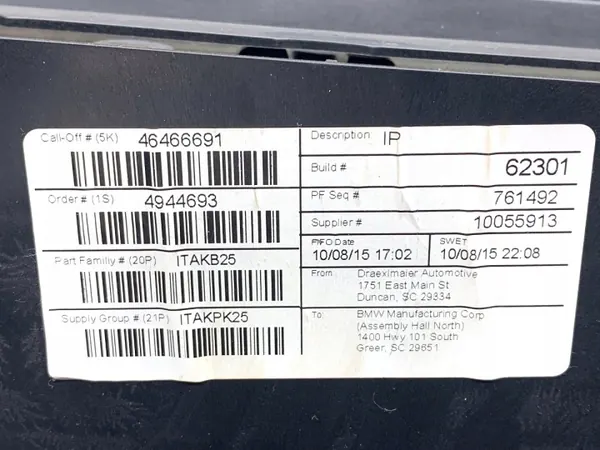 Console airbag passageiro OEM LORK-1762-55252 BMW F25 image 7