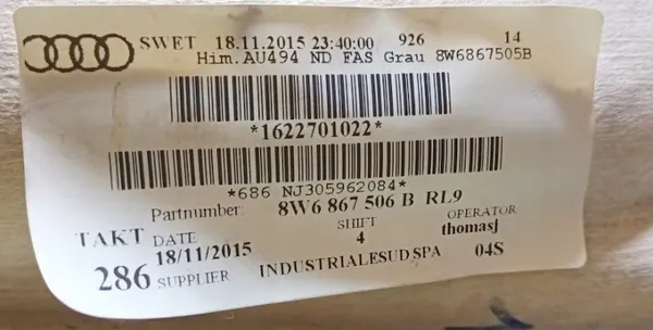 Plafonnier Audi A5 8W OEM 8W6867506 - État d'occasion image 3