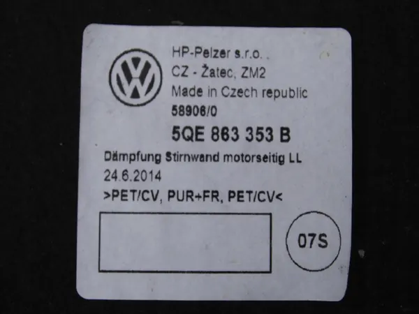 OEM 5QE863353B Schottwand-Dämmung für VW e-Golf VII image 10