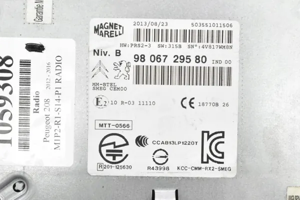 OEM 9806729580 Radio Navi voor Peugeot 208 2012-2016 image 6