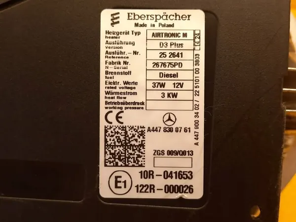 Mercedes W447 Webasto Verwarming OEM A4478300761 image 6